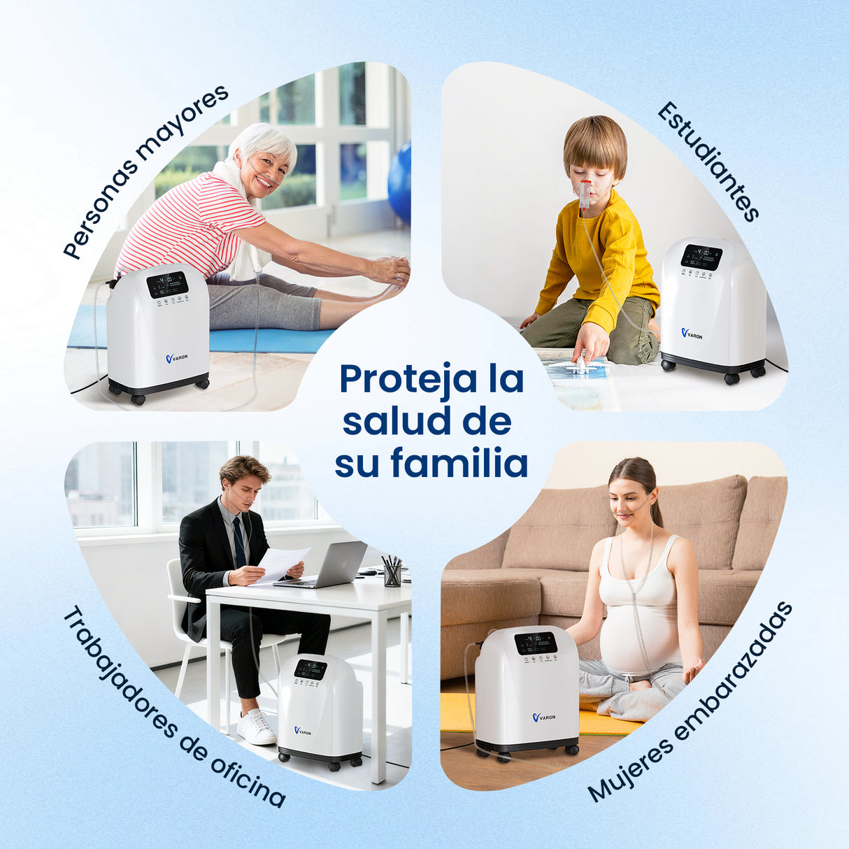 Concentrador de oxígeno doméstico VARON VH-4 | Terapia confortable de 1-9 niveles (ajustable)