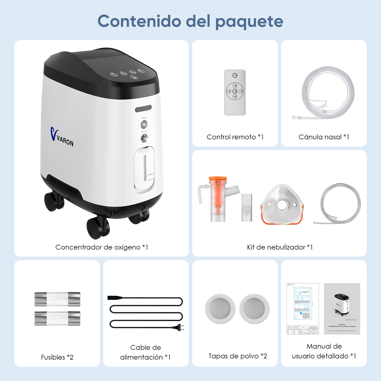 VARON VH-2 PRO | Concentrador de oxígeno doméstico de 1-9 niveles, funcionamiento 24 h