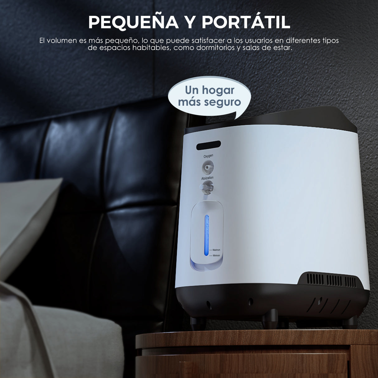 Dormir con el concentrador de oxígeno VARON VH-2 para un apoyo respiratorio nocturno silencioso y continuo