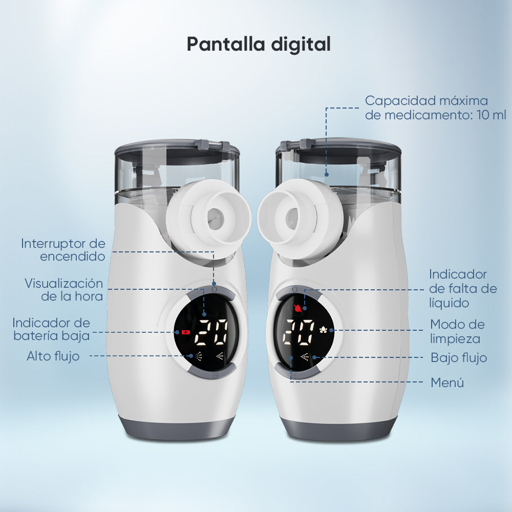 El atomizador portátil VARON tiene una pantalla LED clara