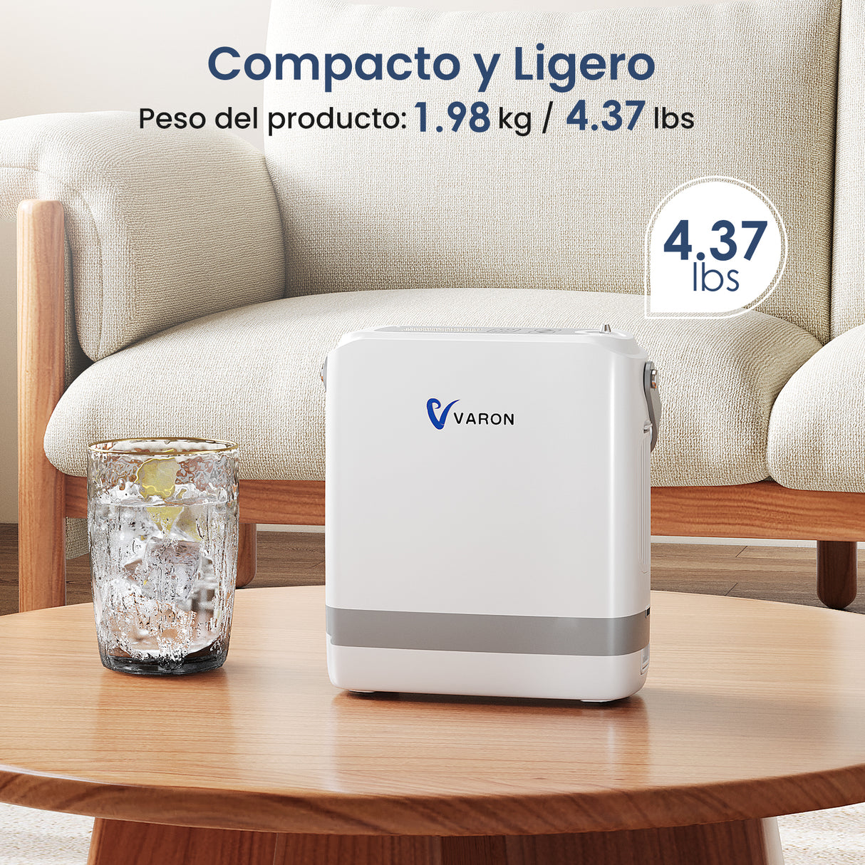 Diseño compacto y ligero del concentrador de oxígeno portátil VP-8G
