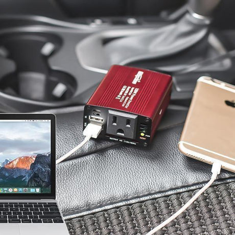Inversor de corriente para coche de 150 W con doble USB: convertidor de 12 V a 110 V/220 V