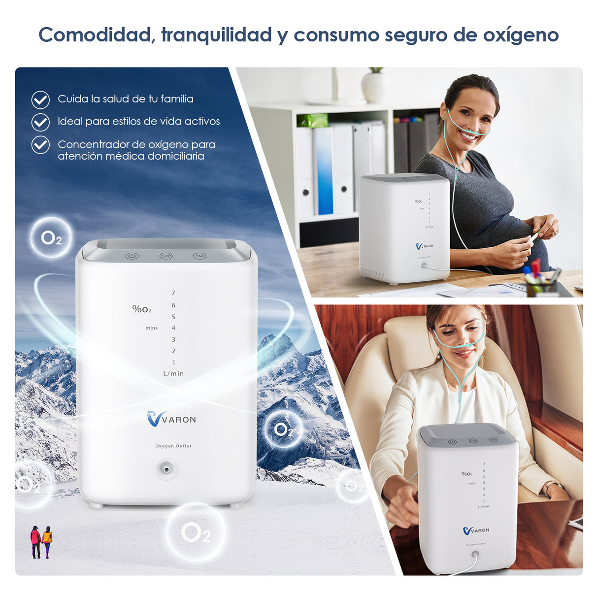 Concentrador de oxígeno continuo VARON VH-3 para adultos