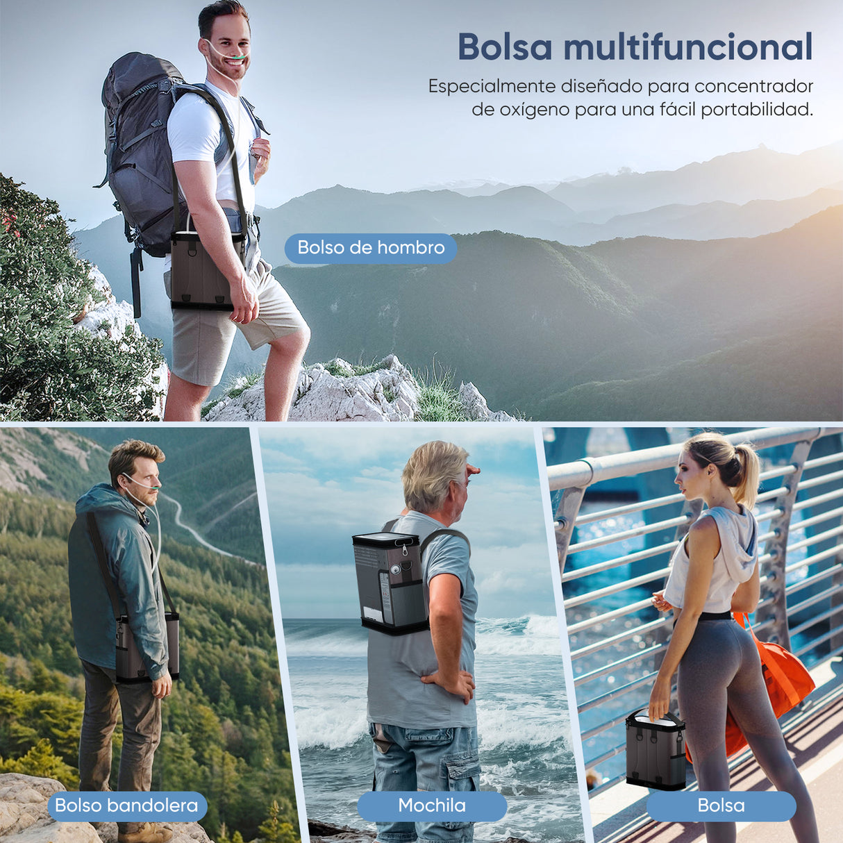 Mochila concentradora de oxígeno portátil VP-6 multifuncional para viajes y uso al aire libre