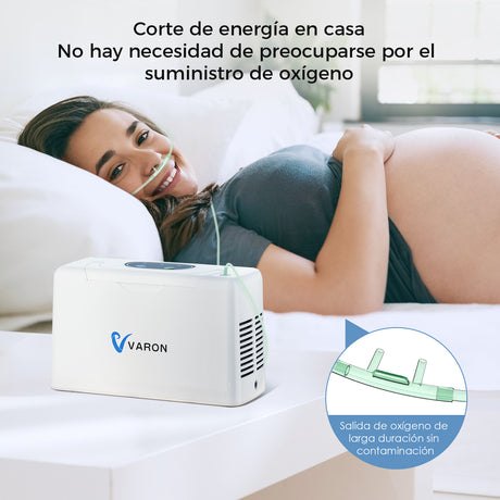 Concentrador de oxígeno VARON VL-2 Light Series, incluye cánula nasal, apto para embarazadas