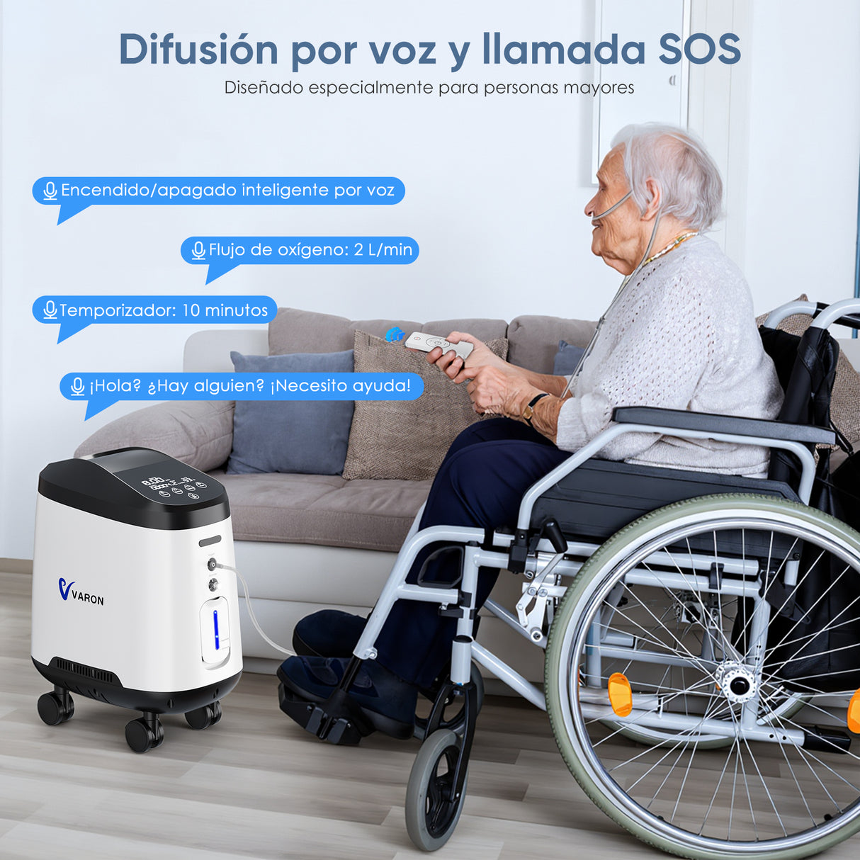 VARON VH-2 PRO | Concentrador de oxígeno doméstico de 1-9 niveles, funcionamiento 24 h