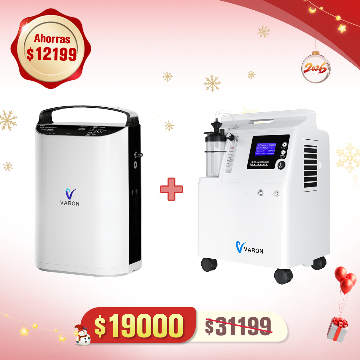 Paquete Doble: Concentrador de Oxígeno Portátil VP-1 + Concentrador de Oxígeno para Hogar Serene 5