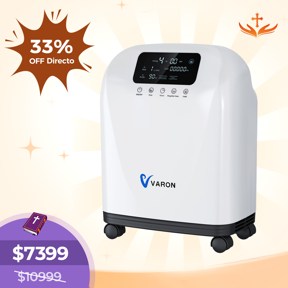 Concentrador de oxígeno doméstico VARON VH-4 | Terapia confortable de 1-9 niveles (ajustable)