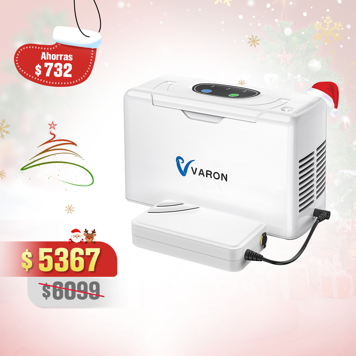 Concentrador de oxígeno portátil continuo VARON VL-2 Light de 3 l/min