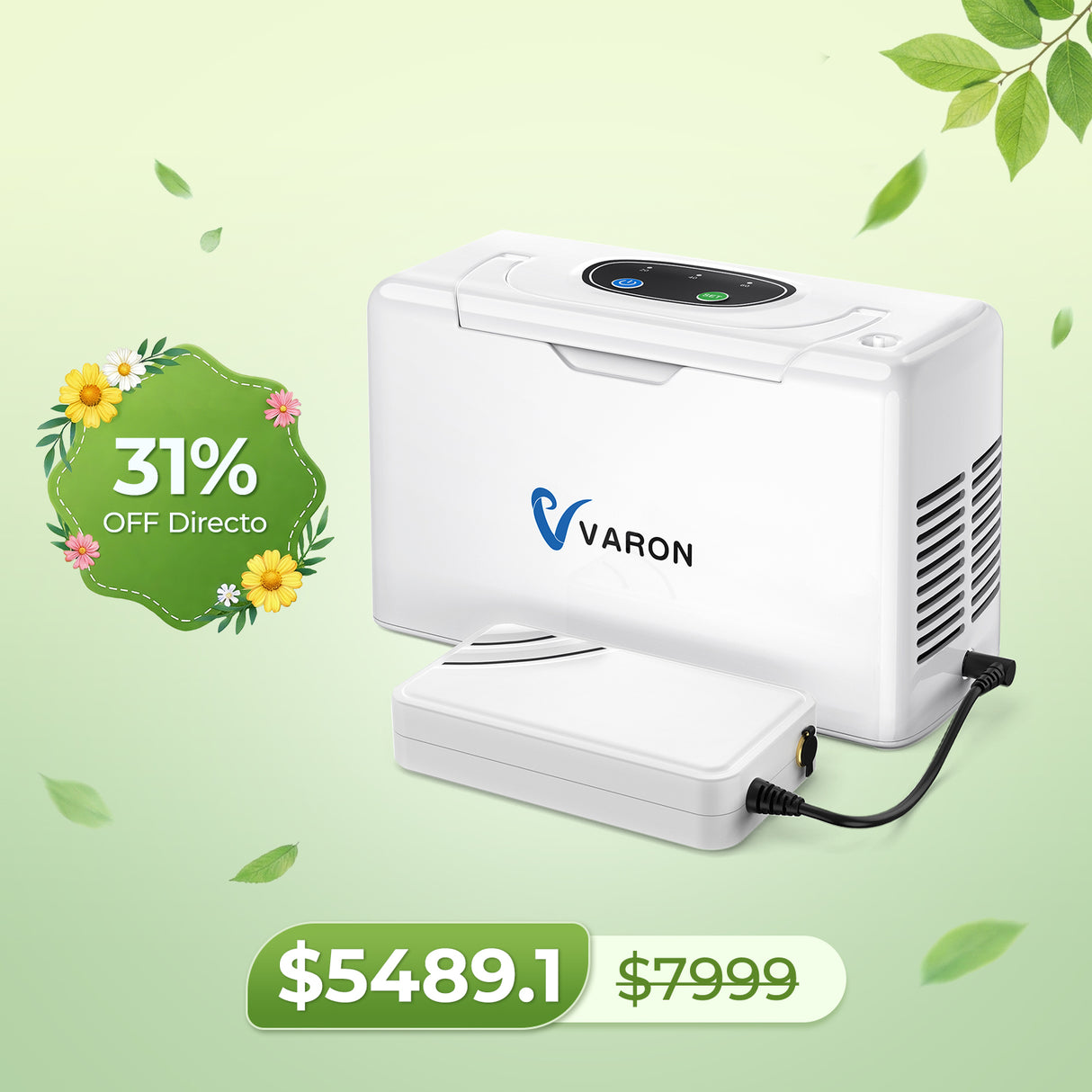 Concentrador de oxígeno portátil continuo VARON VL-2 Light de 3 l/min