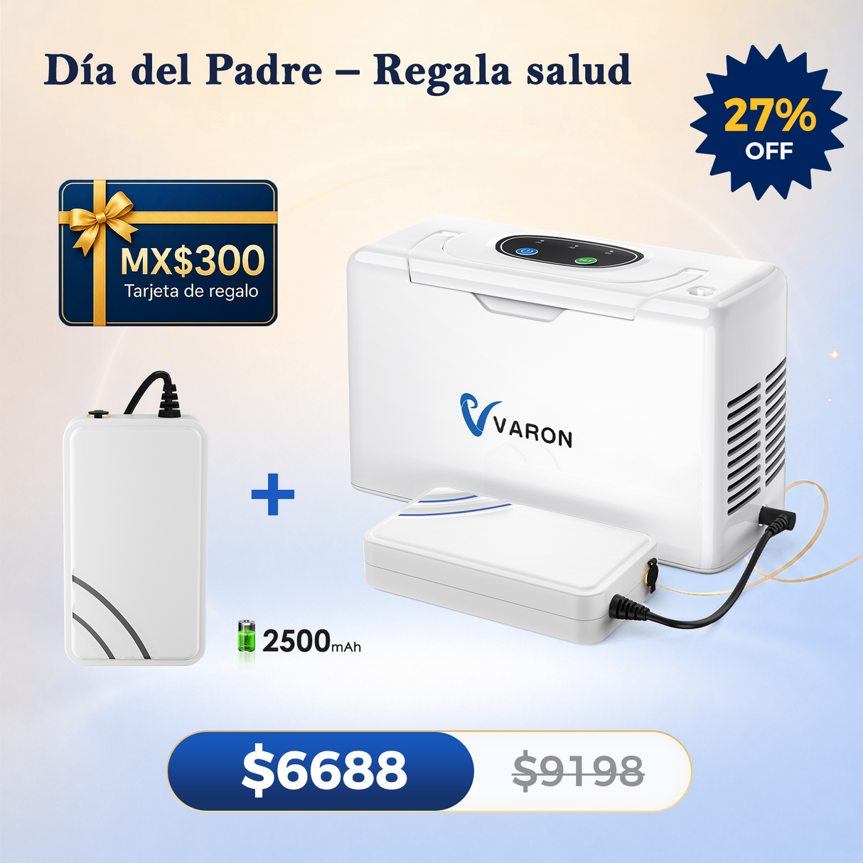 Concentrador de oxígeno portátil continuo VARON VL-2 Light de 3 l/min