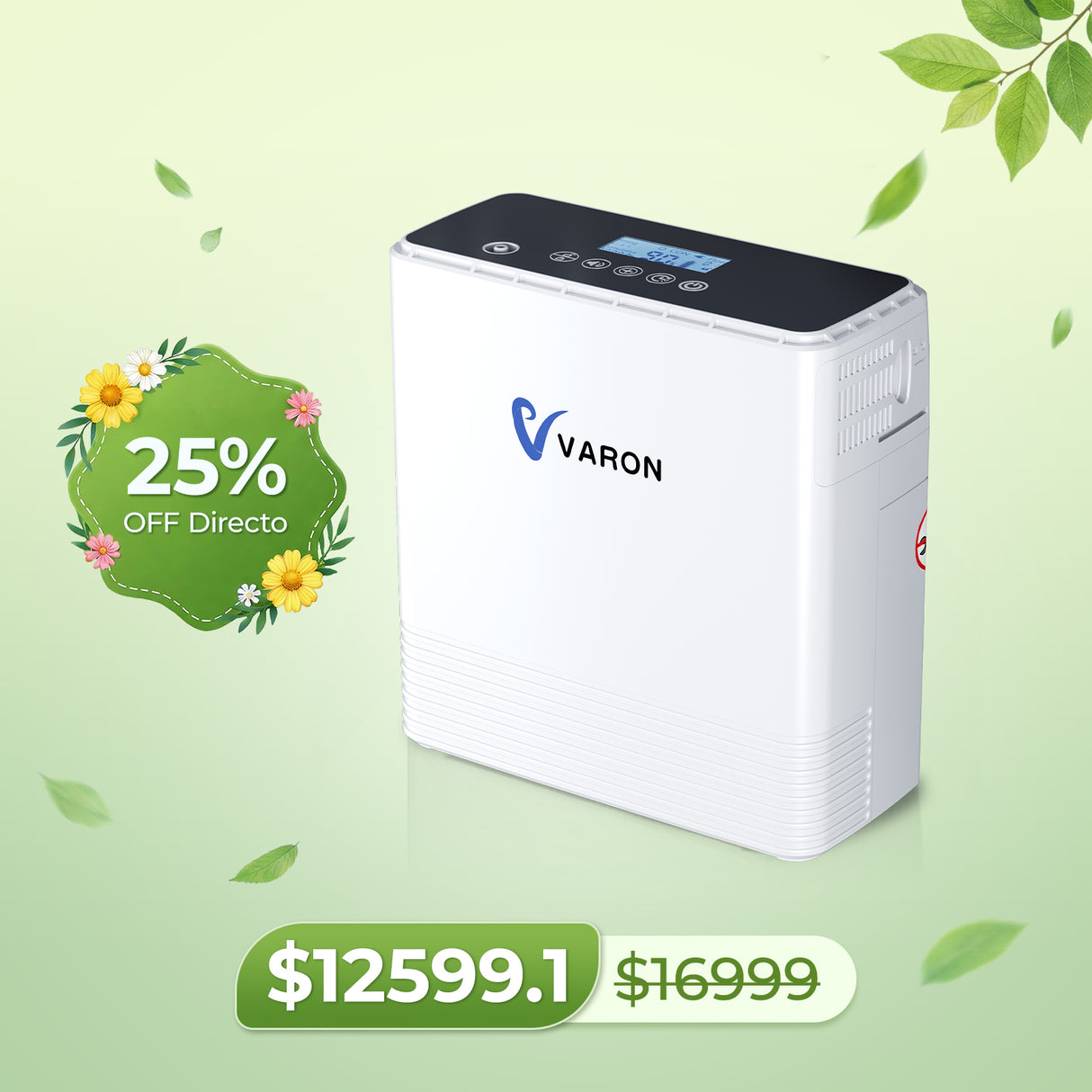 Concentrador de oxígeno portátil continuo VARON VP-6 | Caudal de 1-6 niveles (ajustable)