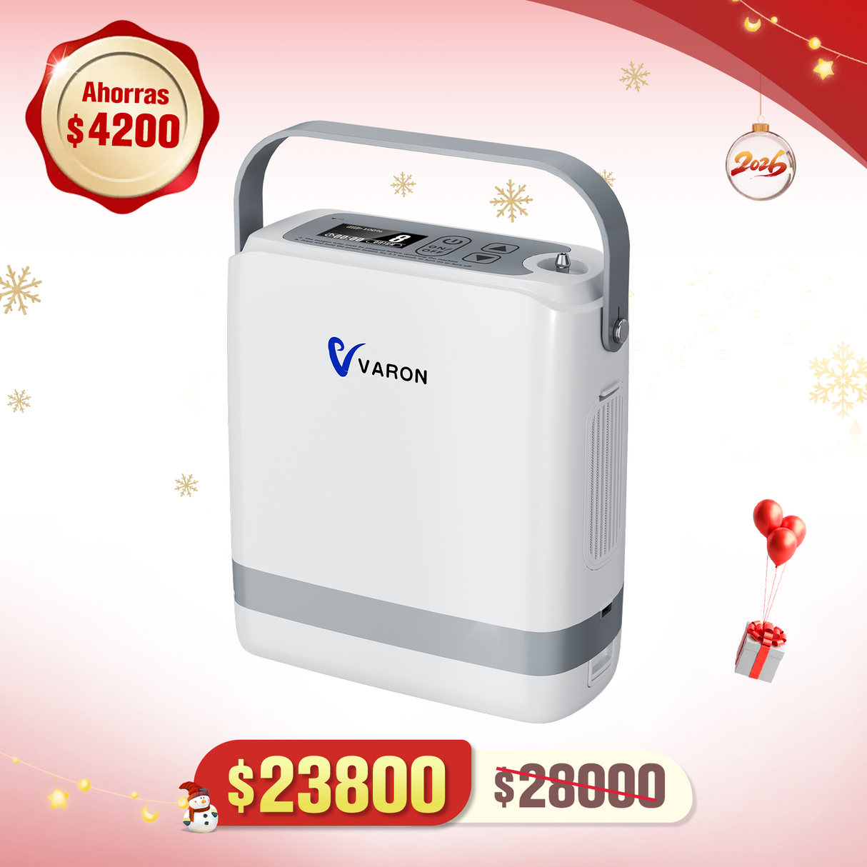 New VARON VP-8G | Concentrador de Oxígeno Portátil de Flujo por Pulsos (niveles 1–8)