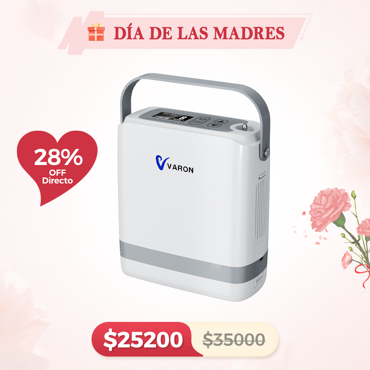New VARON VP-8G | Concentrador de Oxígeno Portátil de Flujo por Pulsos (niveles 1–8)