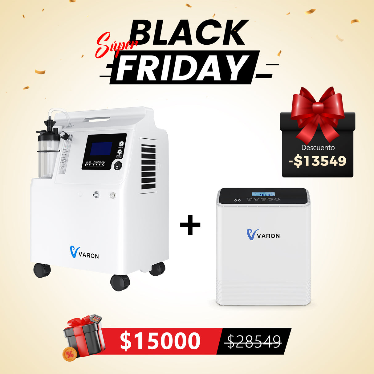 Paquete Doble: Concentrador de Oxígeno Portátil VP-6 + Concentrador de Oxígeno para Hogar Serene 5