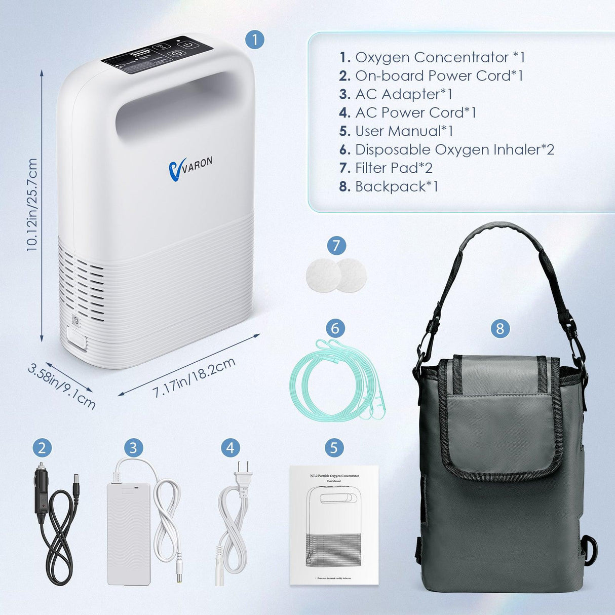 Accesorios para el concentrador de oxígeno portátil VARON VP-2
