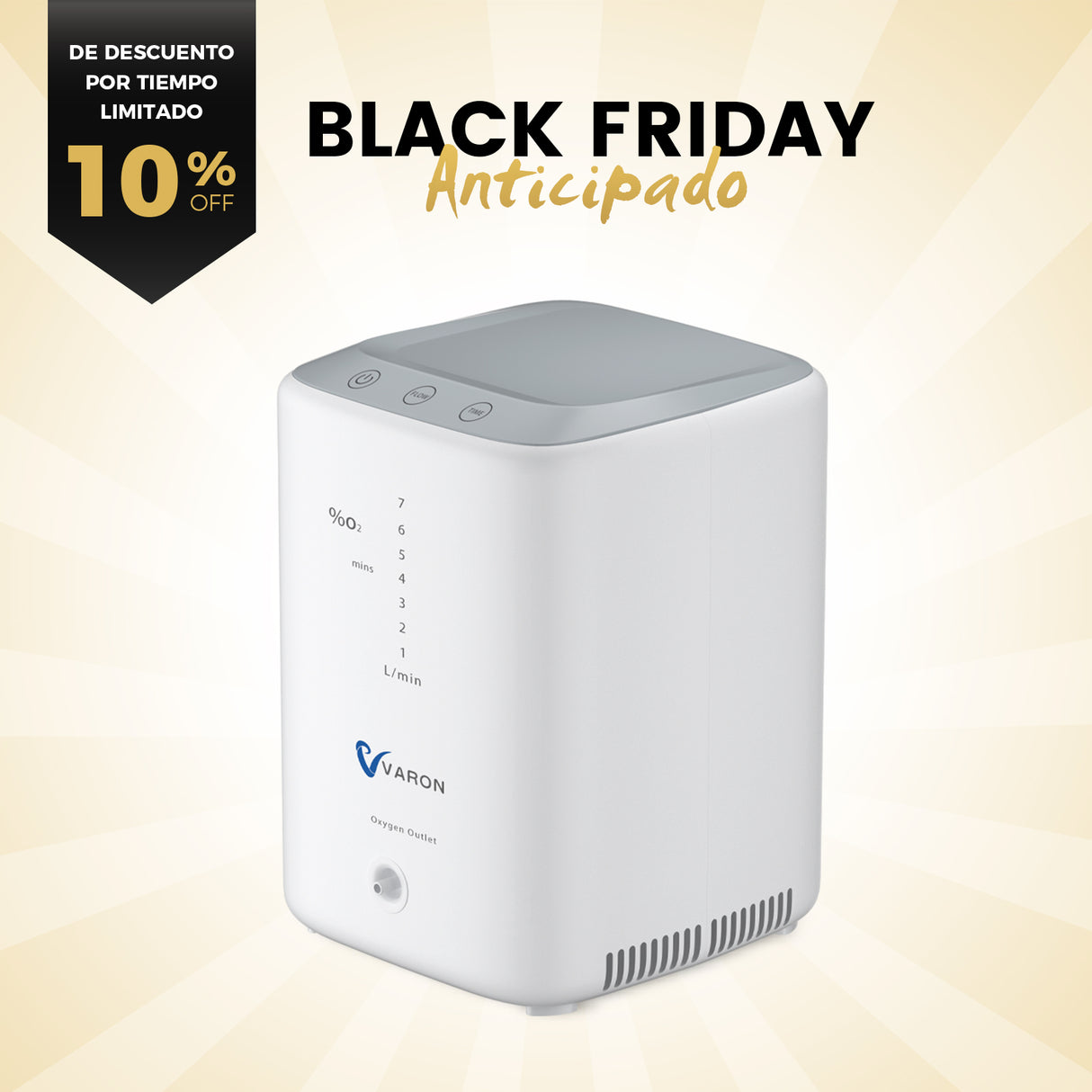 Concentrador de oxígeno doméstico VARON VH-3 | Terapia cómoda de 1-7 niveles (ajustable)