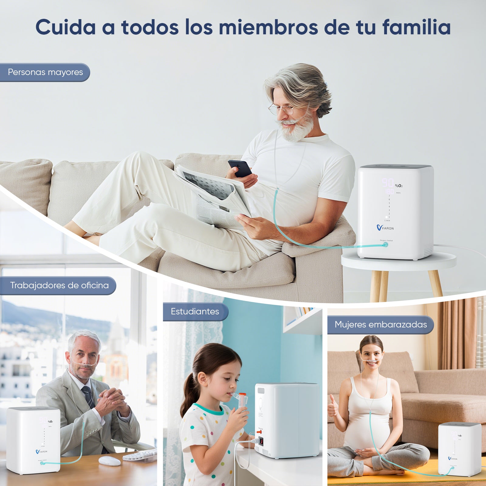 Concentrador de oxígeno doméstico VH-3 ideal para personas mayores, niños y mujeres embarazadas