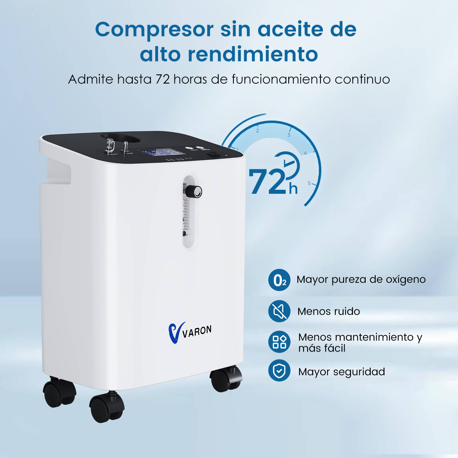 VARON VH-3 PRO | Concentrador de oxígeno para casa, flujo continuo (1-10 L/min)