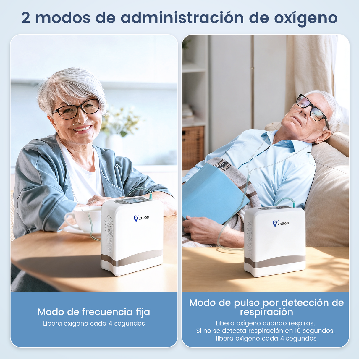 VARON VP-8 Lite | Concentrador de oxígeno de flujo pulsado ligero de 2 kg (7 niveles de flujo)