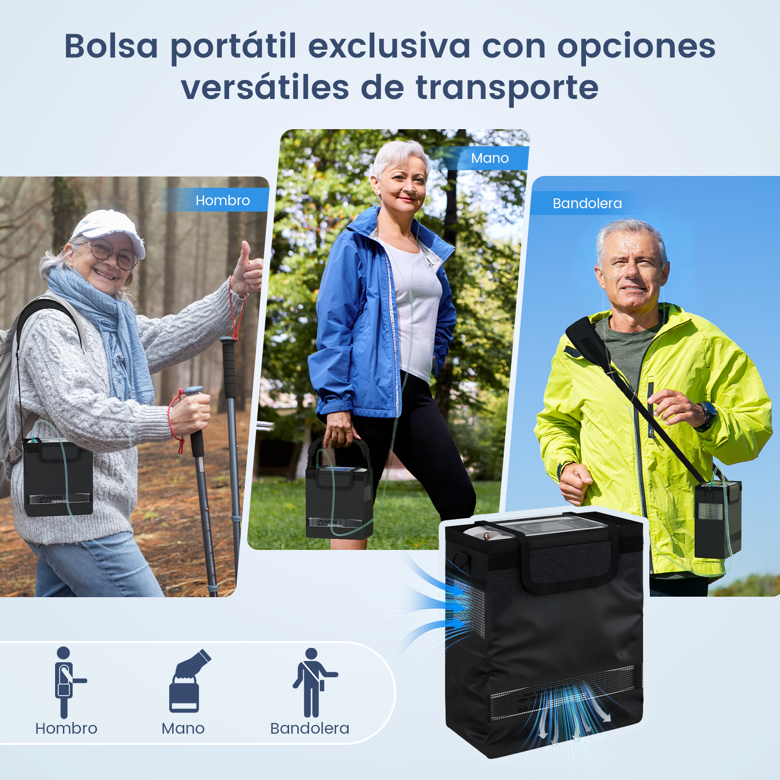 VARON VP-8 Lite | Concentrador de oxígeno de flujo pulsado ligero de 2 kg (7 niveles de flujo)