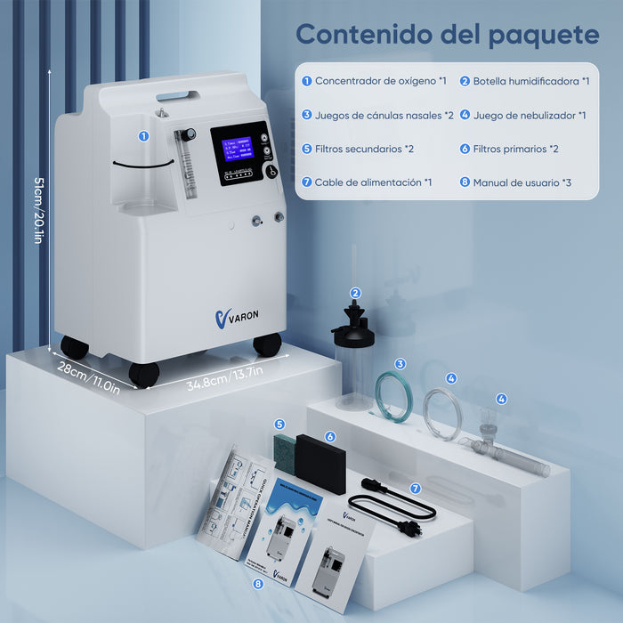 Accesorios para el concentrador de oxígeno doméstico VARON Serene 5, aprobados por la FDA