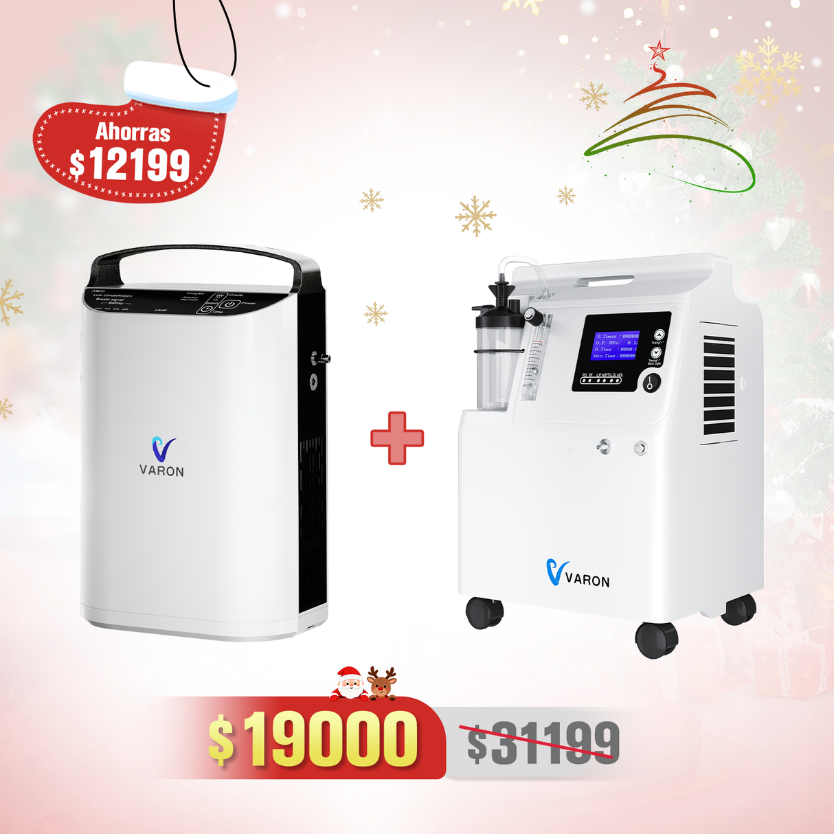 Paquete Doble: Concentrador de Oxígeno Portátil VP-1 + Concentrador de Oxígeno para Hogar Serene 5