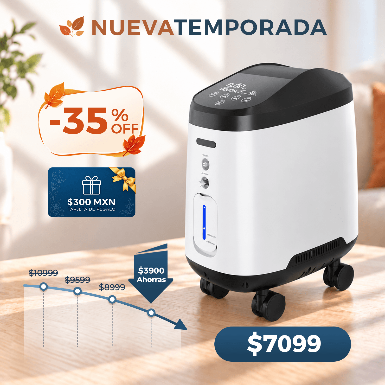 VARON VH-2 PRO | Concentrador de oxígeno doméstico de 1-9 niveles, funcionamiento 24 h