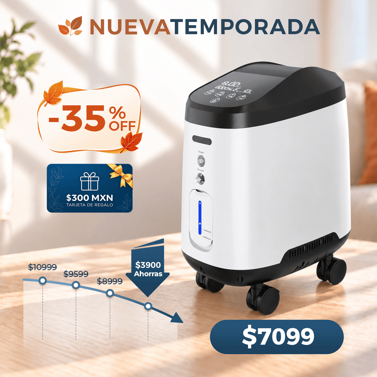 VARON VH-2 PRO | Concentrador de oxígeno doméstico de 1-9 niveles, funcionamiento 24 h