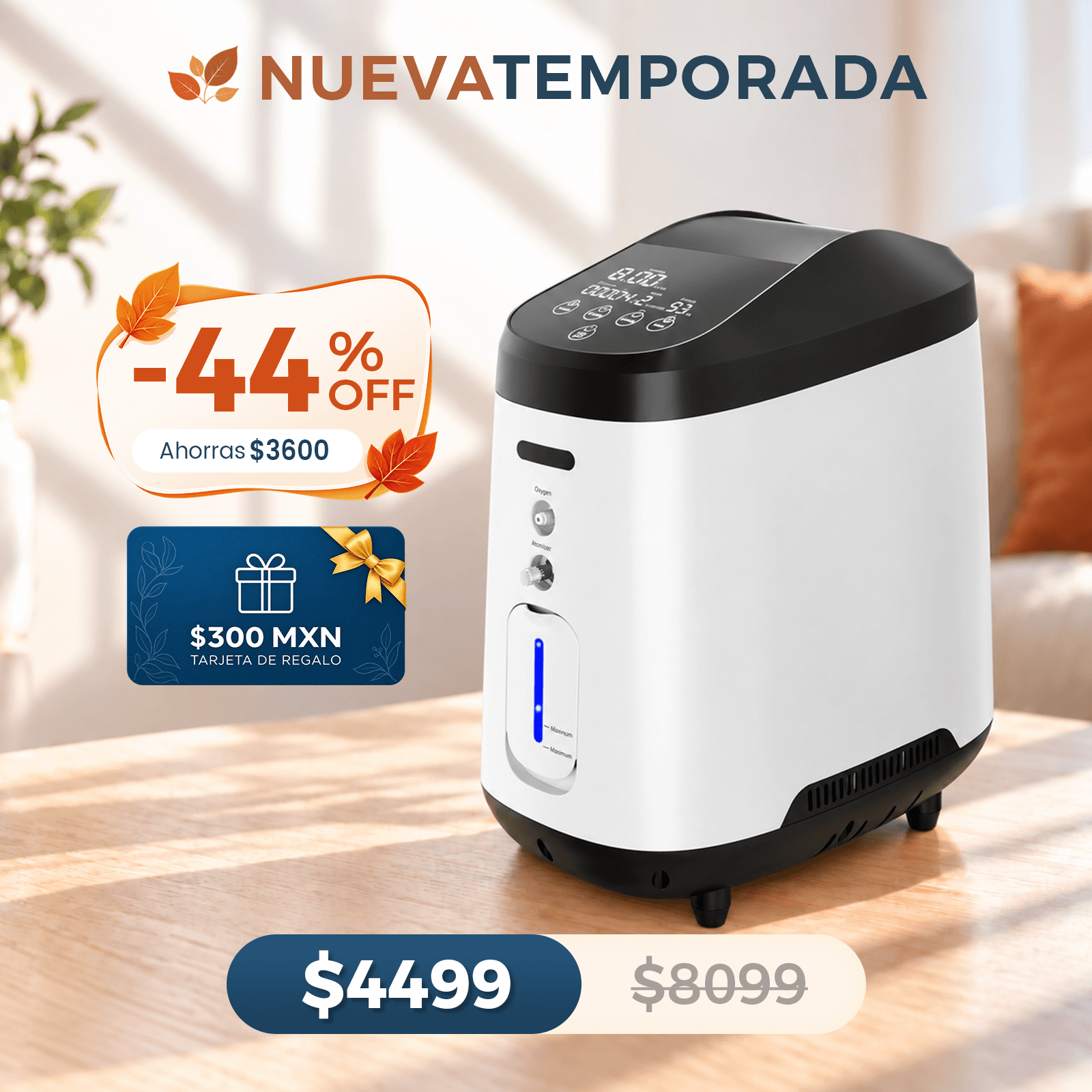 Concentrador de oxígeno doméstico VARON VH-2 |  1-7 niveles (ajustable), funcionamiento 24 h