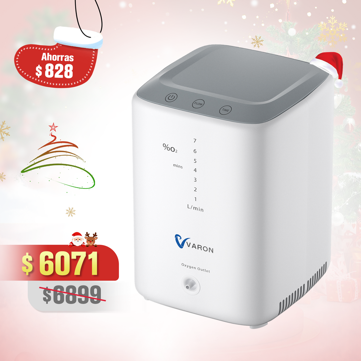 Concentrador de oxígeno doméstico VARON VH-3 | Terapia cómoda de  1-7 niveles (ajustable)