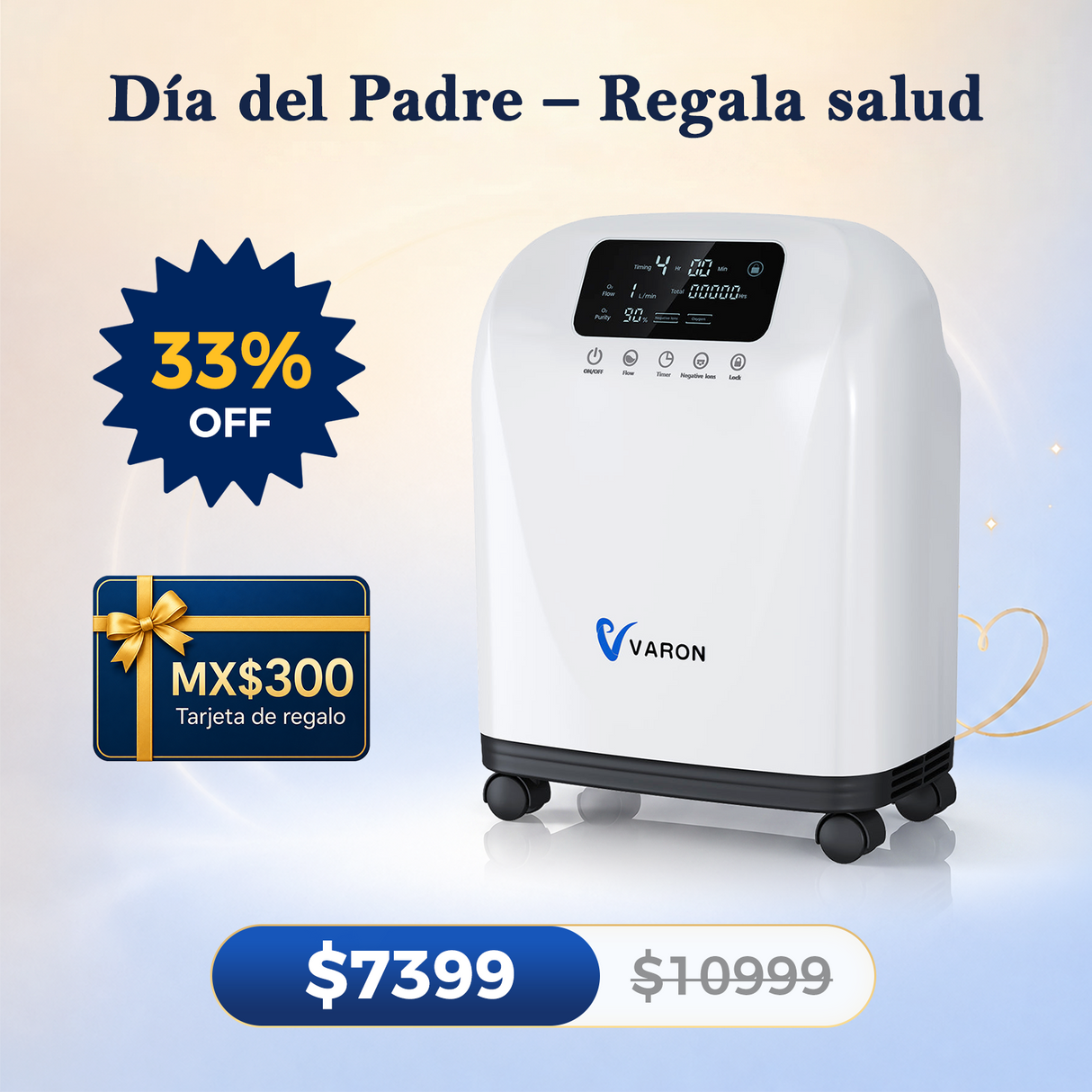 Concentrador de oxígeno doméstico VARON VH-4 | Terapia confortable de 1-9 niveles (ajustable)