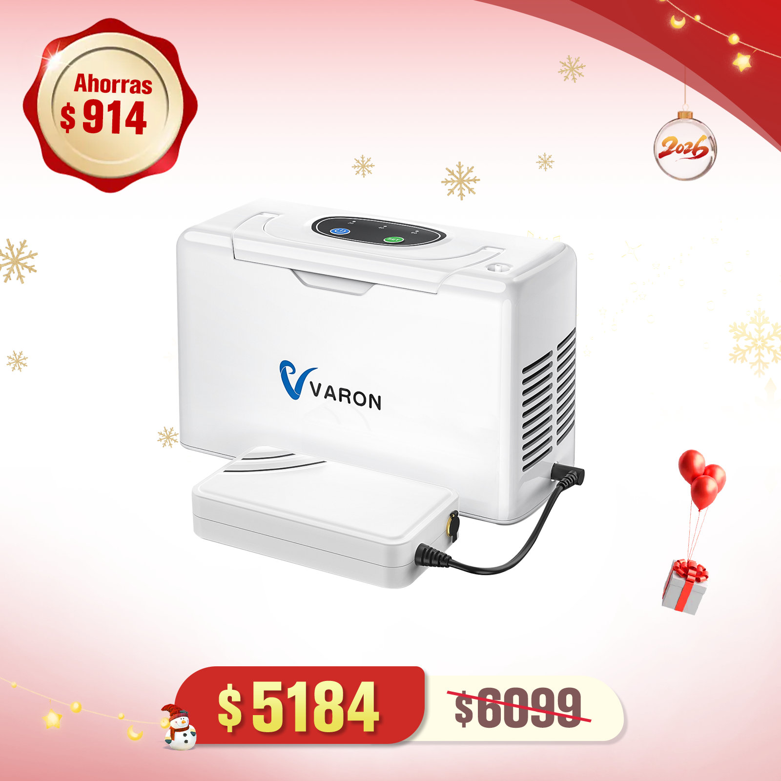 Concentrador de oxígeno portátil continuo VARON VL-2 Light de 3 l/min