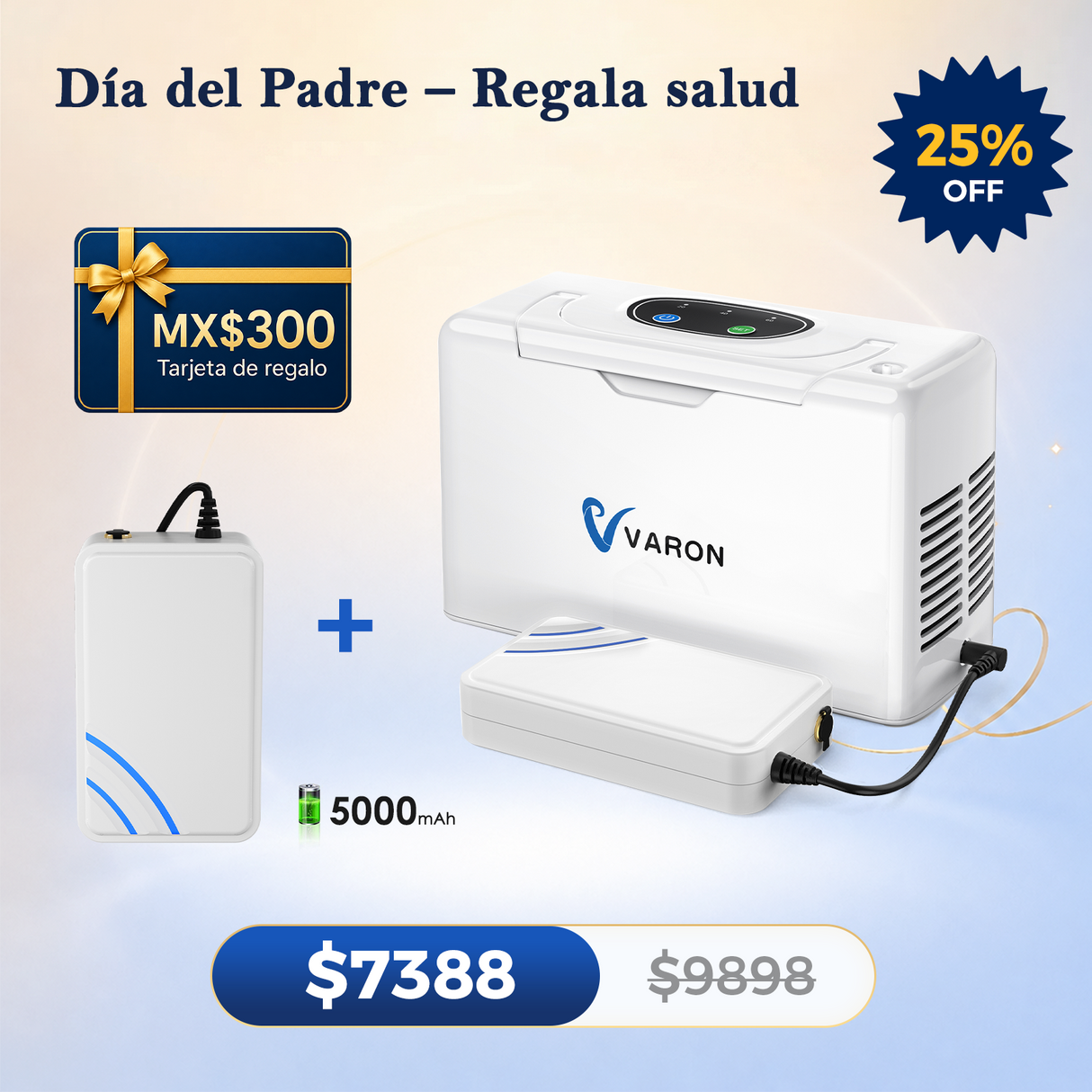 Concentrador de oxígeno portátil continuo VARON VL-2 Light de 3 l/min