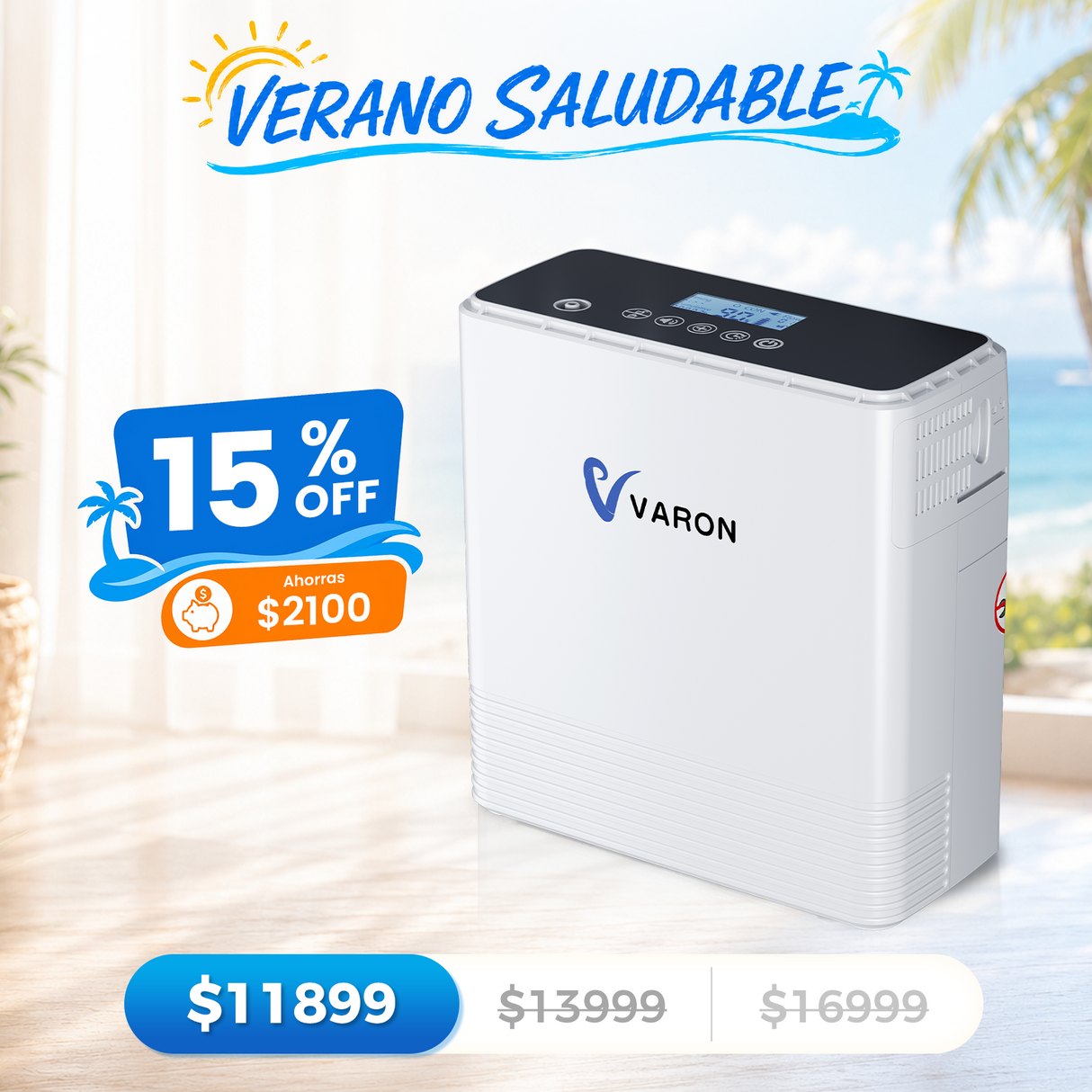 Concentrador de oxígeno portátil continuo VARON VP-6 | Caudal de  1-6 niveles (ajustable)