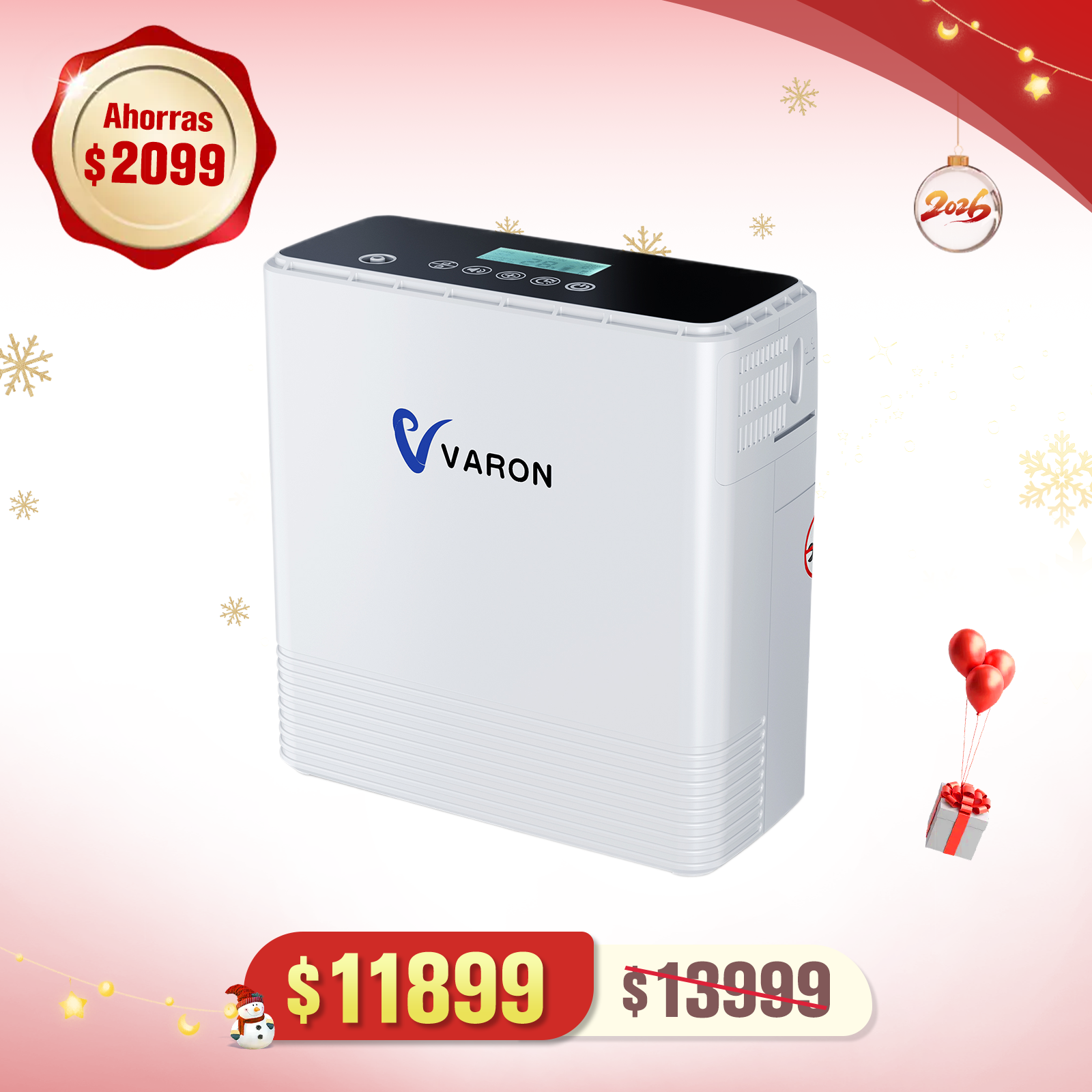 Concentrador de oxígeno portátil continuo VARON VP-6 | Caudal de  1-6 niveles (ajustable)