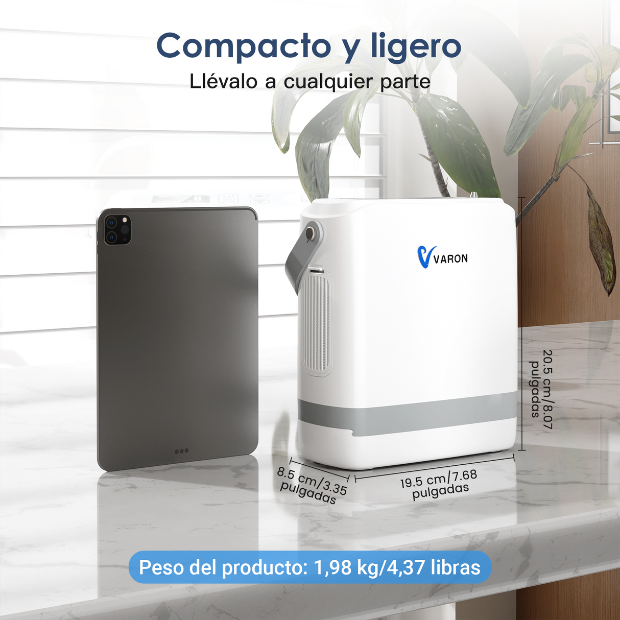 New VARON VP-8G | Concentrador de Oxígeno Portátil de Flujo por Pulsos (niveles 1–8)