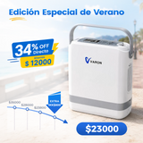 Nuevo VARON VP-8G | Concentrador de oxígeno portátil de flujo pulsátil (1–8 niveles)