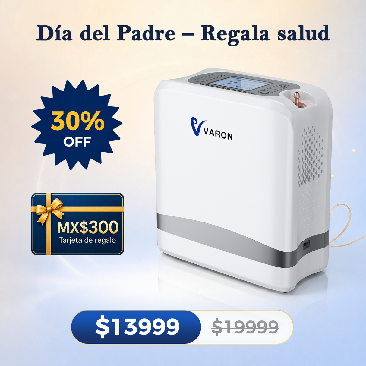 VARON VP-8 Lite | Concentrador de oxígeno de flujo pulsado ligero de 2 kg (7 niveles de flujo)