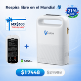 Concentrador de oxígeno portátil VARON VP-2 Pulse | 93 % de oxígeno, batería de larga duración