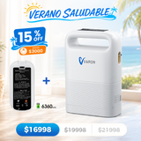 Concentrador de oxígeno portátil VARON VP-2 Pulse | 93 % de oxígeno, batería de larga duración
