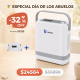 Nuevo VARON VP-8G | Concentrador de oxígeno portátil de flujo pulsátil (1–8 niveles)