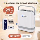 Nuevo VARON VP-8G | Concentrador de oxígeno portátil de flujo pulsátil (1–8 niveles)