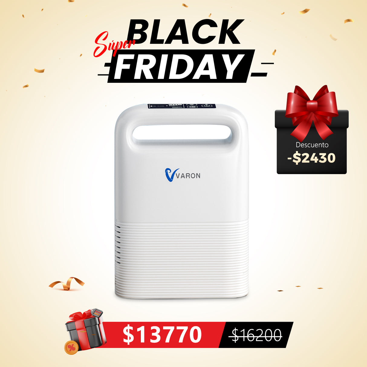 Concentrador de oxígeno portátil VARON VP-2 Pulse | 93 % de oxígeno, batería de larga duración