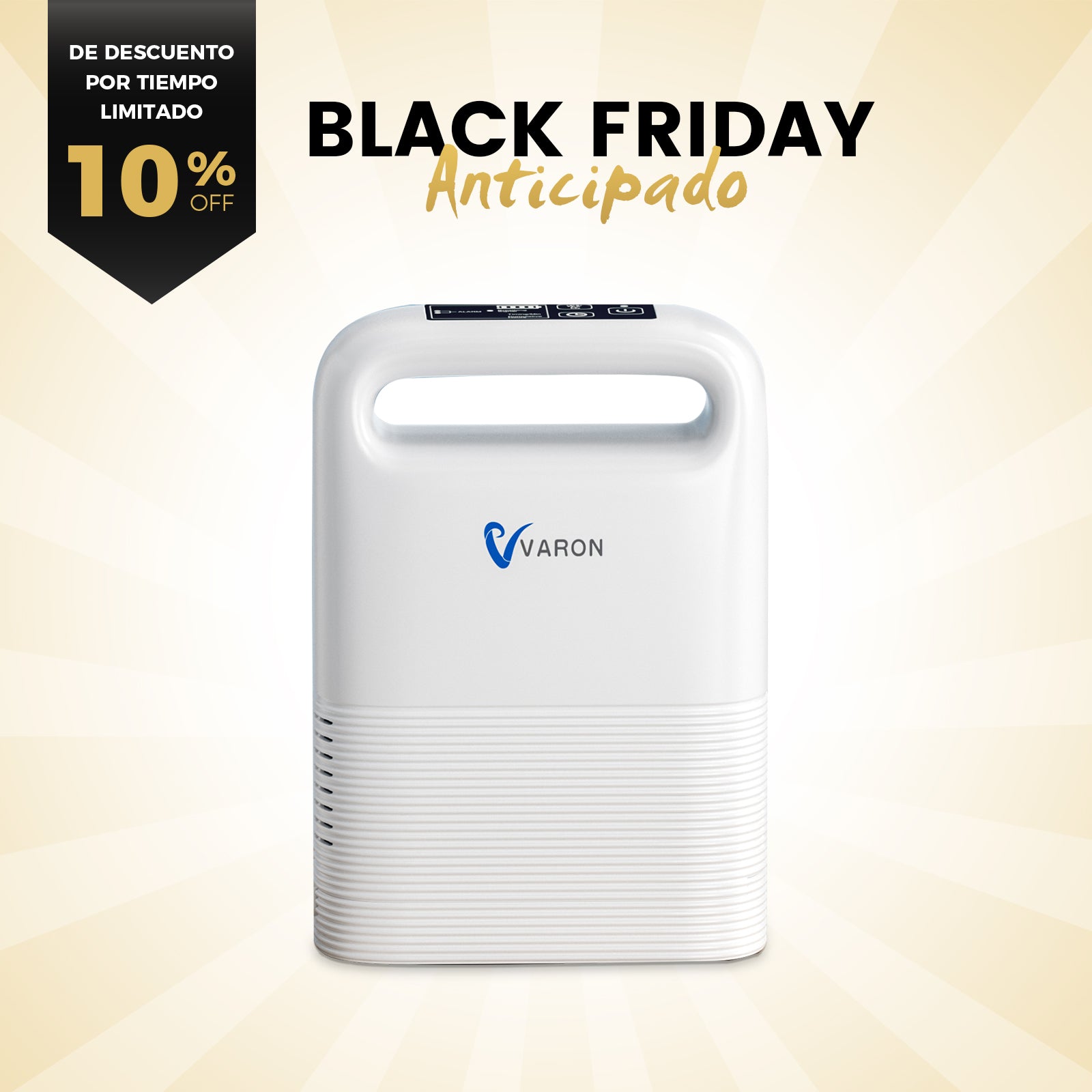 Concentrador de oxígeno portátil VARON VP-2 Pulse | 93 % de oxígeno, batería de larga duración