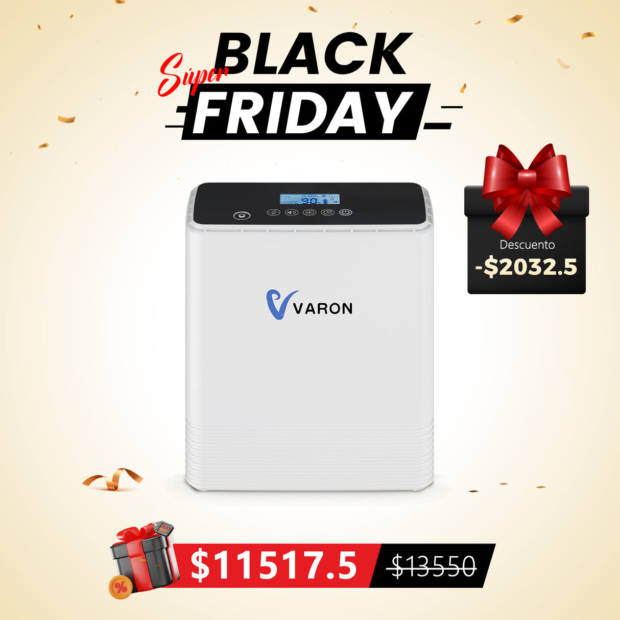 Concentrador de oxígeno portátil continuo VARON VP-6 | Caudal de  1-6 niveles (ajustable)