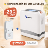 VARON VP-8 Lite | Concentrador de oxígeno de flujo pulsado ligero de 2 kg (7 niveles de flujo)